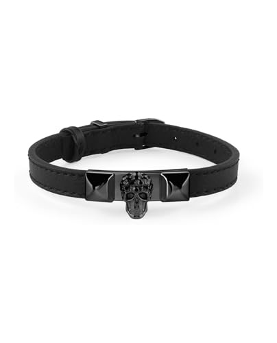 Philipp Plein Unisex Armband Leder Edelstahl IP Black Plein Enigma PJOEA02BU von Philipp Plein