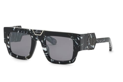 Philipp Plein Unisex SPP092M Sunglasses, Marbled Black, 50 von Philipp Plein