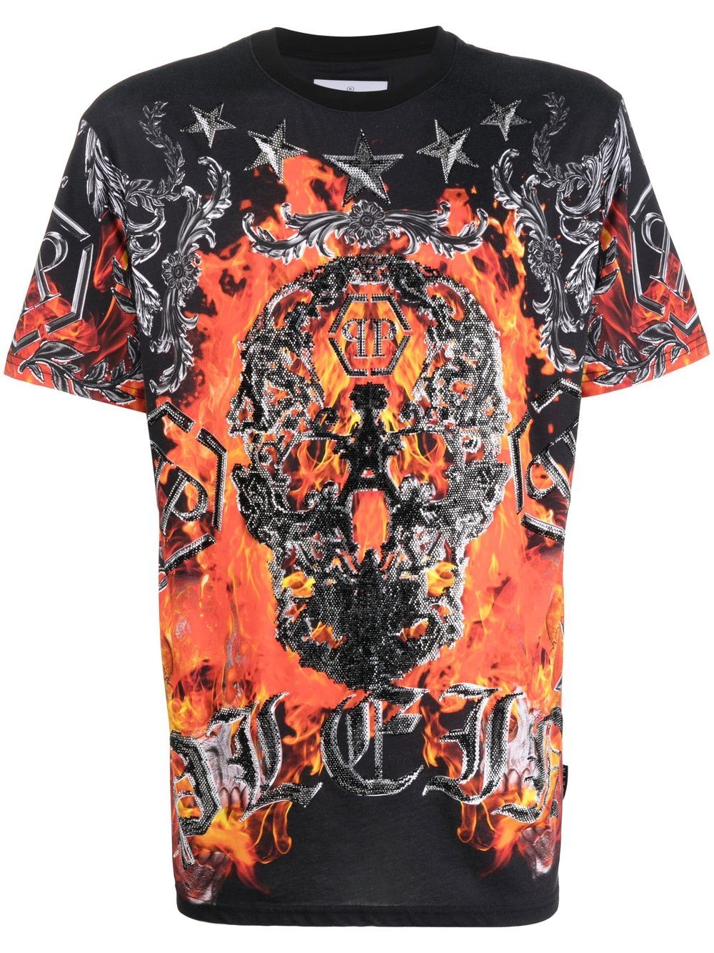 Philipp Plein T-Shirt mit Flammen-Print - Schwarz von Philipp Plein