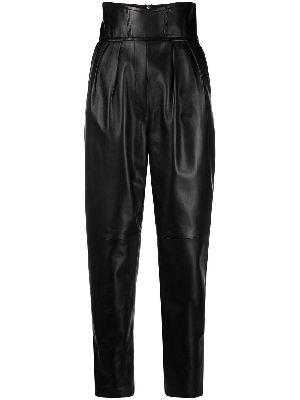 Philipp Plein Lederhose mit hohem Bund - Schwarz von Philipp Plein