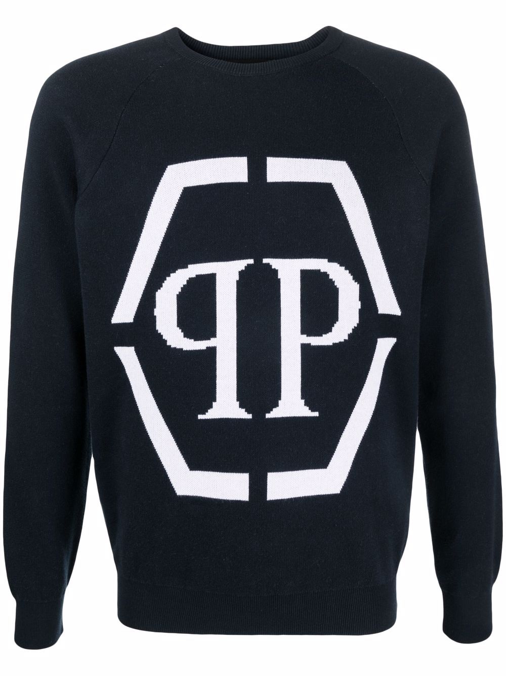 Philipp Plein Intarsien-Pullover mit Logo - Blau von Philipp Plein