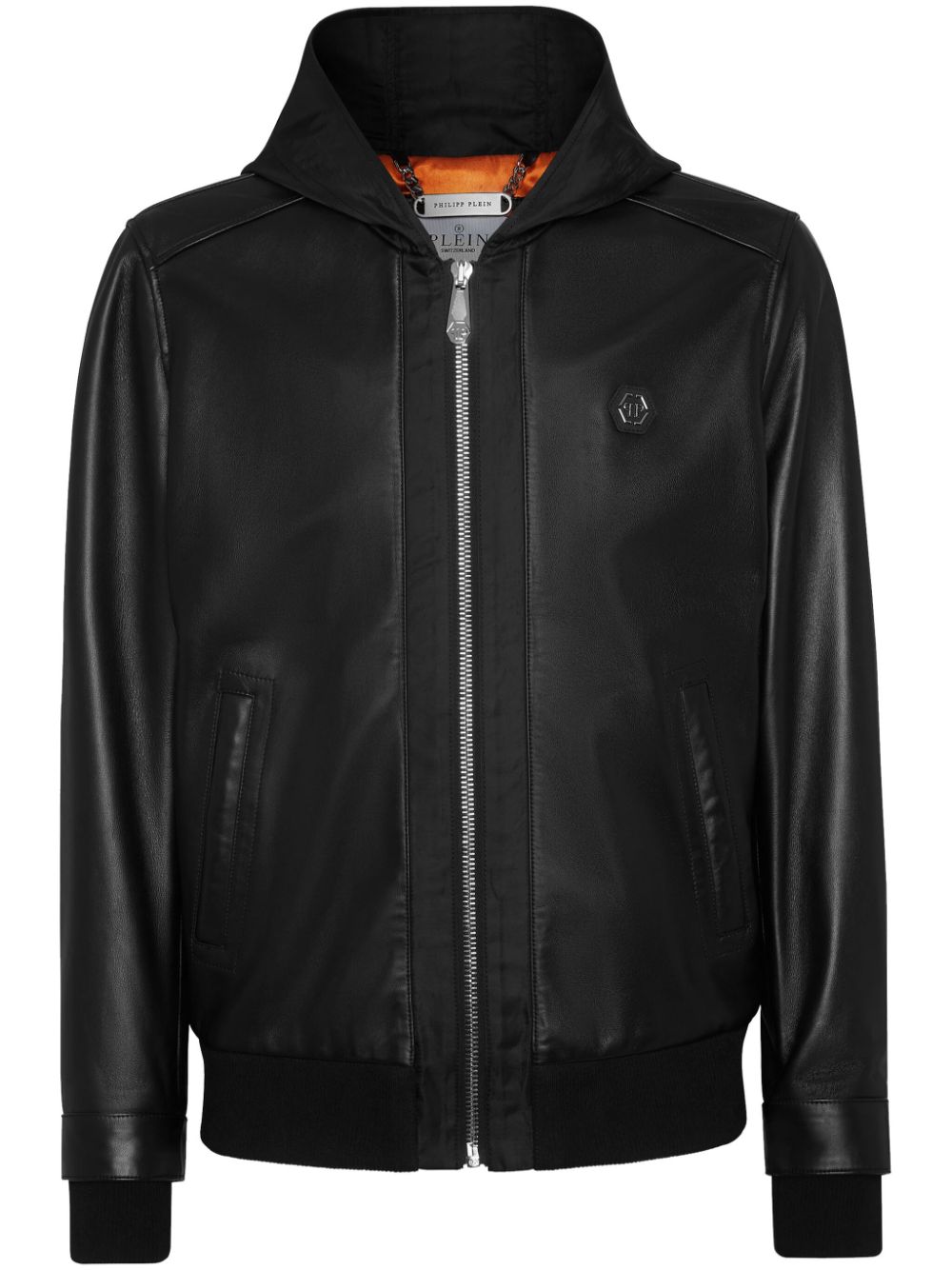 Philipp Plein Kapuzen-Bomberjacke mit Satin - Schwarz von Philipp Plein