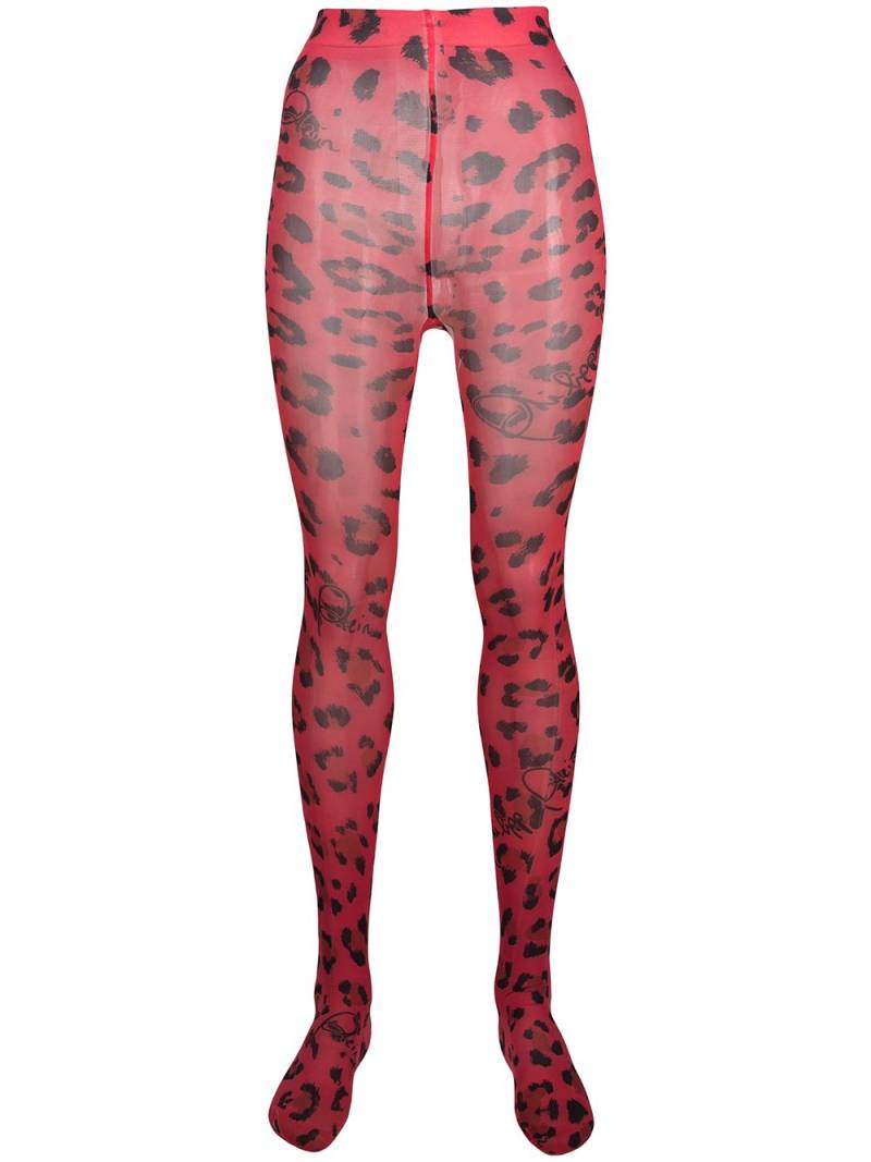 Philipp Plein Strumpfhose mit Leoparden-Print - Rot von Philipp Plein