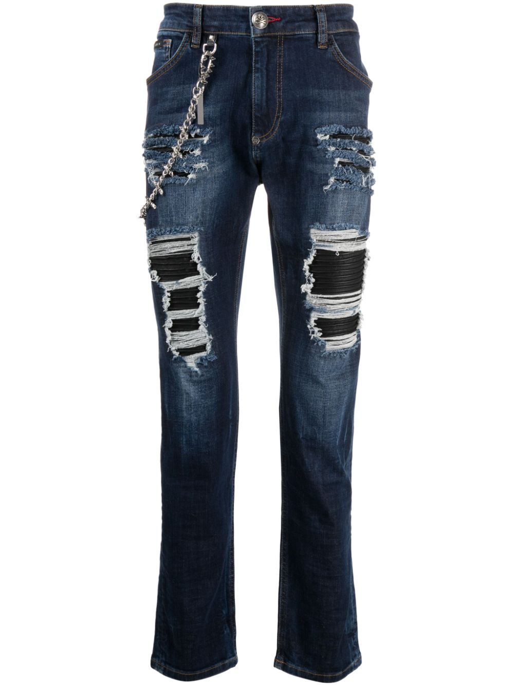 Philipp Plein Halbhohe Straight-Leg-Jeans - Blau von Philipp Plein