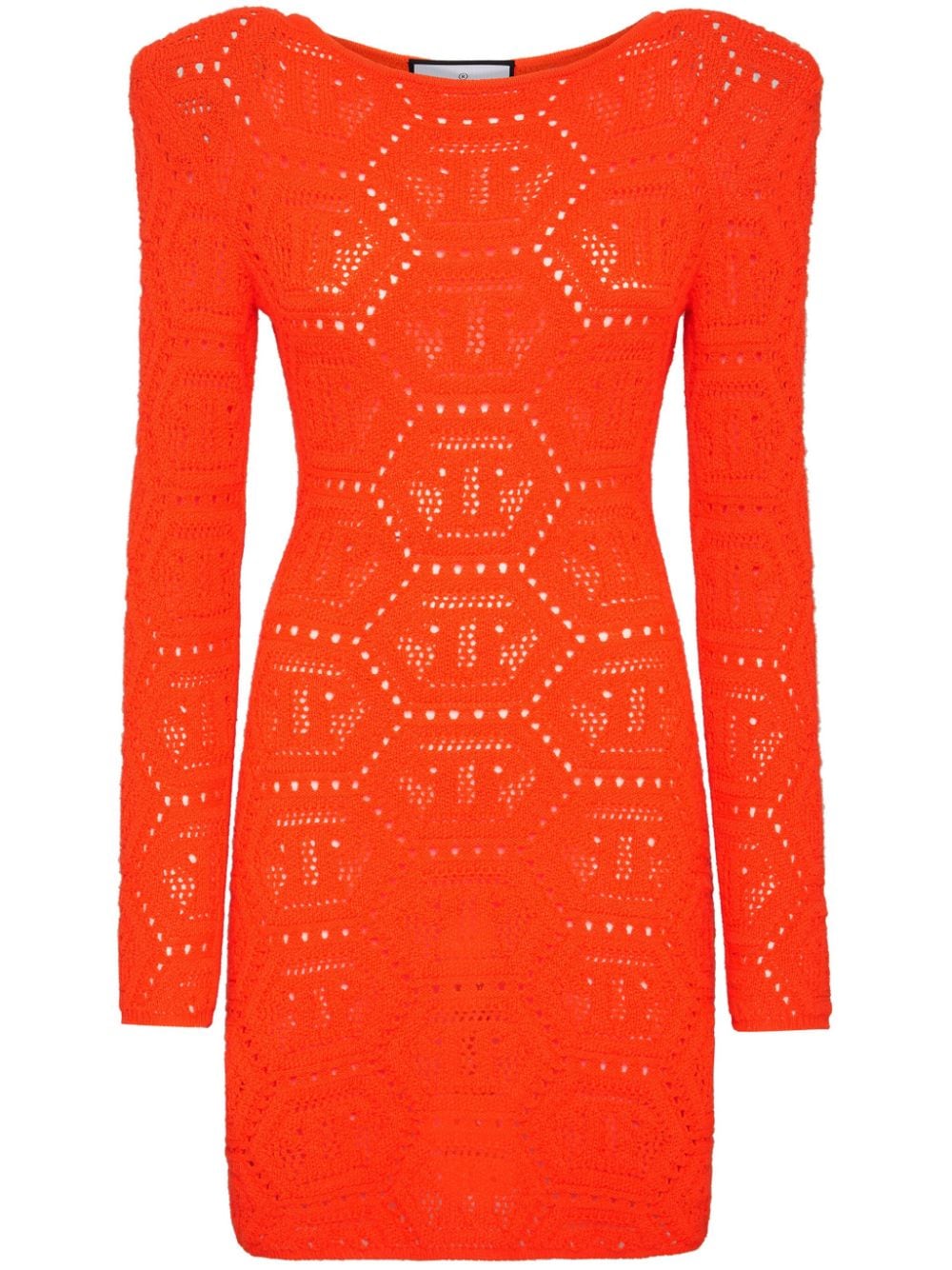 Philipp Plein Schulterpolster-Minikleid mit Monogramm-Intarsie - Orange von Philipp Plein