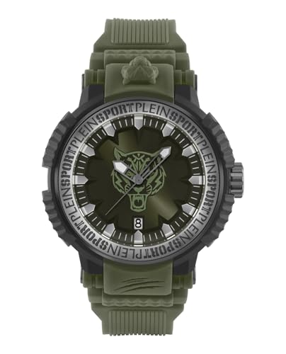 Plein Sport Unisex Uhr Analog Quarz Tiger Power IP Gun/grün PSEDA0524 PU von Philipp Plein