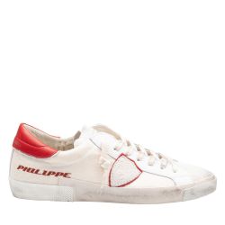 Philippe Model Prsx Leder- Und Filz-sneaker In Butter Und Rot von Philippe Model