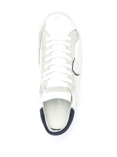 Philippe Model Sneaker Paris X In Pelle Bianca Con Dettagli Blu von Philippe Model