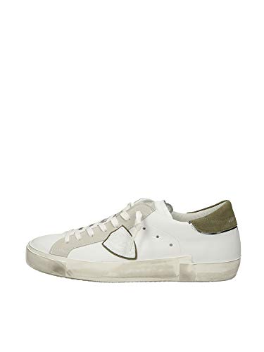 Philippe Model Sneaker Paris X In Pelle Bianca Con Spoiler Verde Miliatere von Philippe Model