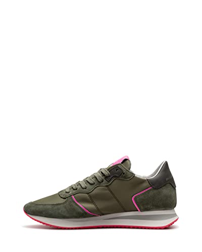 Philippe Model Tropez X Low Woman Sneaker Damen Kaki/Rosa - 38 - Sneaker Low Shoes von Philippe Model