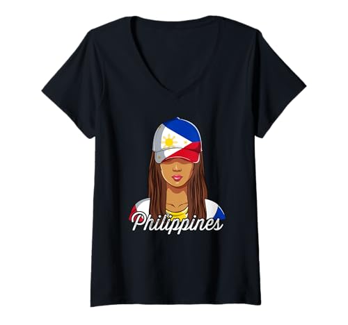 Damen Philippinen T-Shirt mit V-Ausschnitt von Philippinen Geschenke