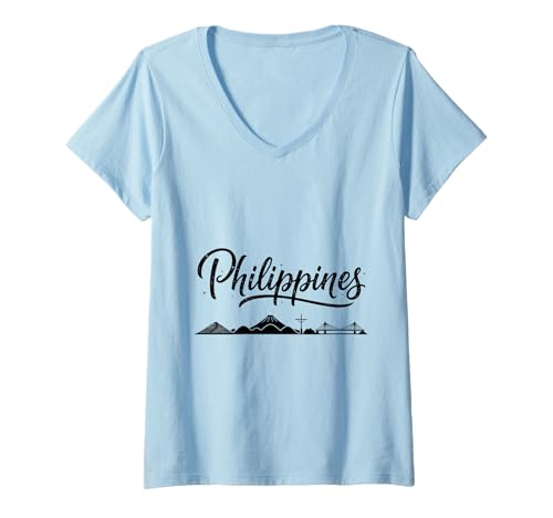 Damen Philippinen Skyline Reise Urlaub Outfits T-Shirt mit V-Ausschnitt Damen Philippinen Skyline Reise Urlaub Outfits T-Shirt mit V-Ausschnitt von Philippines Casual Clothes T-Shirts