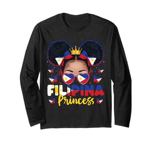 Filipina Prinzessin Philippinen Flagge Stolz Pinay Frauen Mädchen Langarmshirt von Philippines for Girls and Women Filipino Outfit