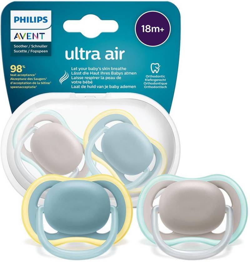 Philips AVENT Schnuller SCF349/01, ultra air 18m+ Neutral, extra bissfester Sauger für ältere Babys von Philips AVENT