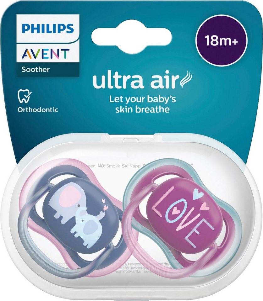 Philips AVENT Schnuller ultra air SCF349, Doppelpack, mit Transport- und Sterilisationsbox, ab dem 18. Monat von Philips AVENT