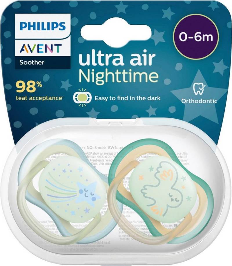 Philips AVENT Schnuller ultra air SCF376, Doppelpack, mit Transport- und Sterilisationsbox, 0 bis 6 Monate von Philips AVENT