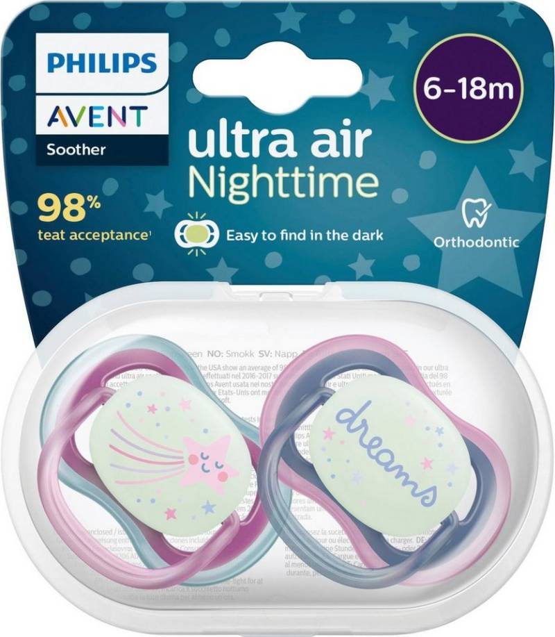 Philips AVENT Schnuller ultra air SCF376, Doppelpack, mit Transport- und Sterilisationsbox, 6 bis 18 Monate von Philips AVENT