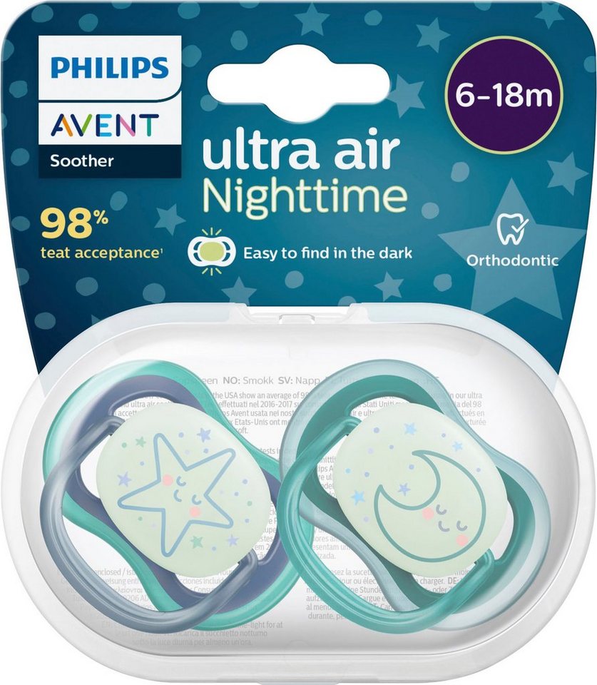 Philips AVENT Schnuller ultra air SCF376, Doppelpack, mit Transport- und Sterilisationsbox, 6 bis 18 Monate von Philips AVENT