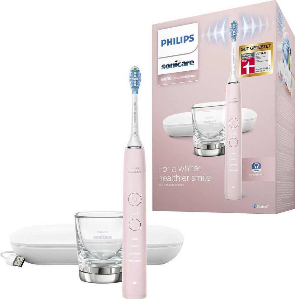 Philips Sonicare Elektrische Zahnbürste DiamondClean 9000 HX9911, Aufsteckbürsten: 1 St., mit Schalltechnologie, Ladeglass, USB-Reiseetui von Philips Sonicare
