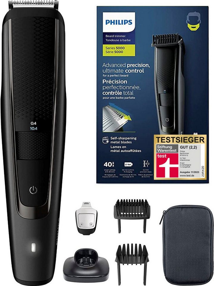 Philips Bartschneider Herren Akku Rasierer Series 5000 BT5515/15 Trimmer Haarschneider, Set, inkl. Ladestation von Philips