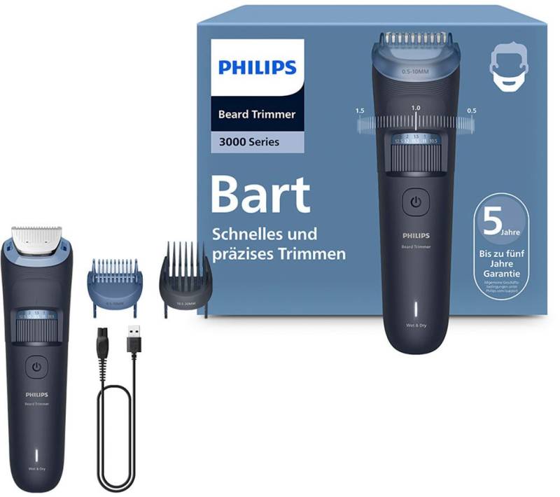 Philips Bartschneider Serie 3000 BT3665/15, mit 40 einstellbaren Schnittlängen, inkl. Reinigungsbürste von Philips