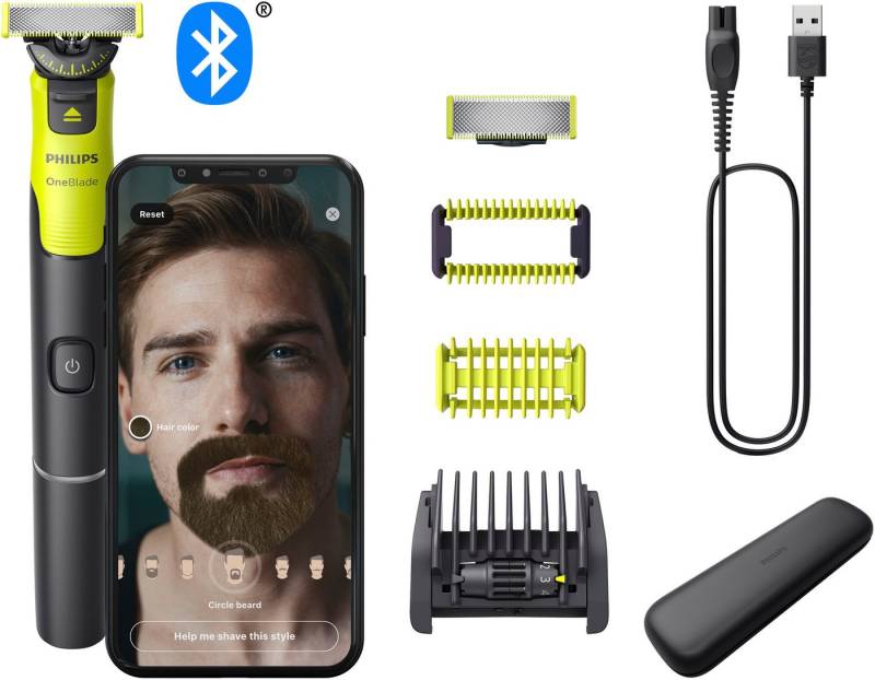 Philips Elektrorasierer OneBlade Face & Body QP4631/65, Aufsätze: 4, 360-Grad-Klinge, inkl. verstellbarem 5-in-1 Kammaufsatz von Philips