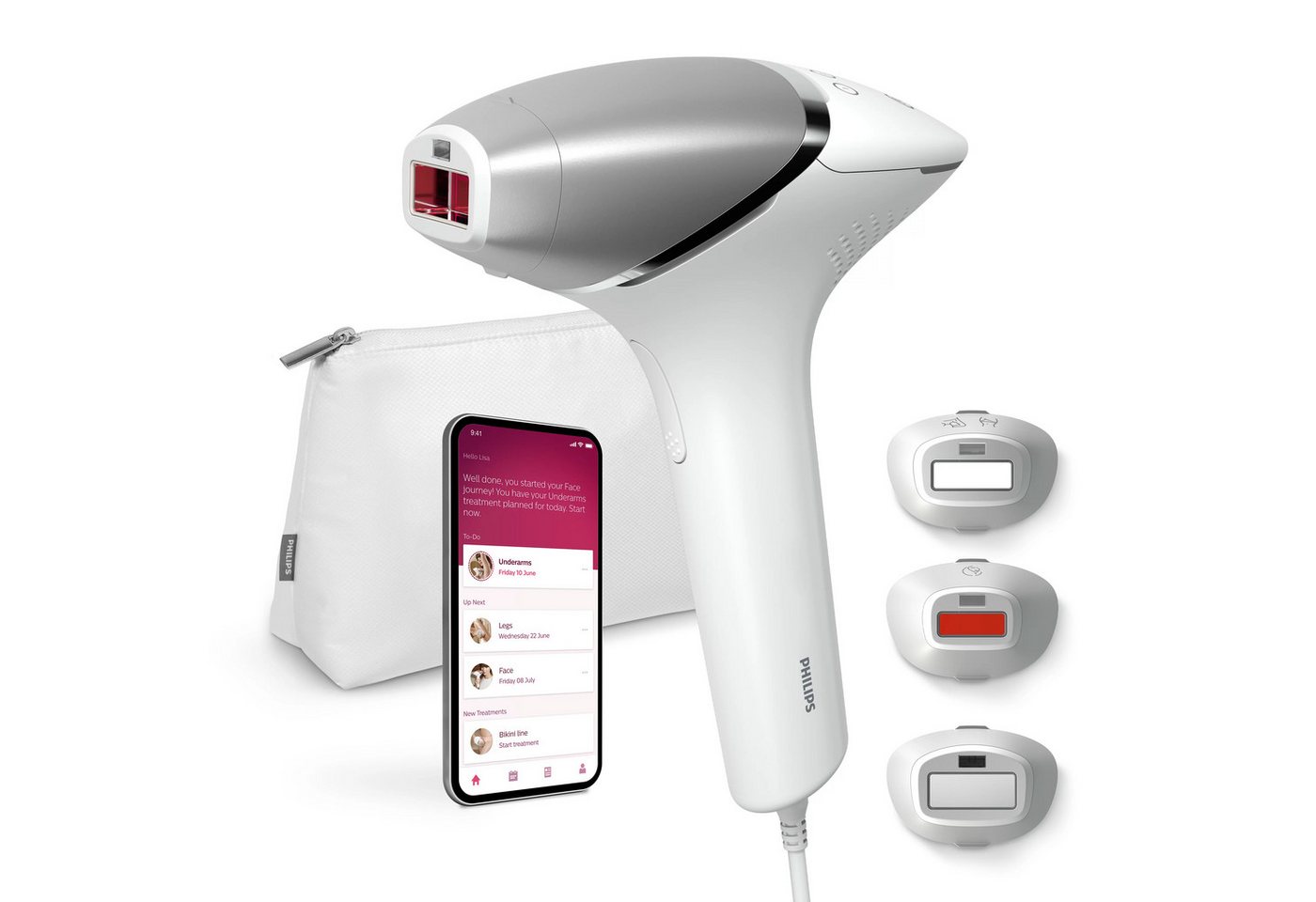 Philips IPL-Haarentferner BRI946/00, 450.000 Lichtimpulse, 3 Aufsätze (Körper, Gesicht, Präzision) von Philips