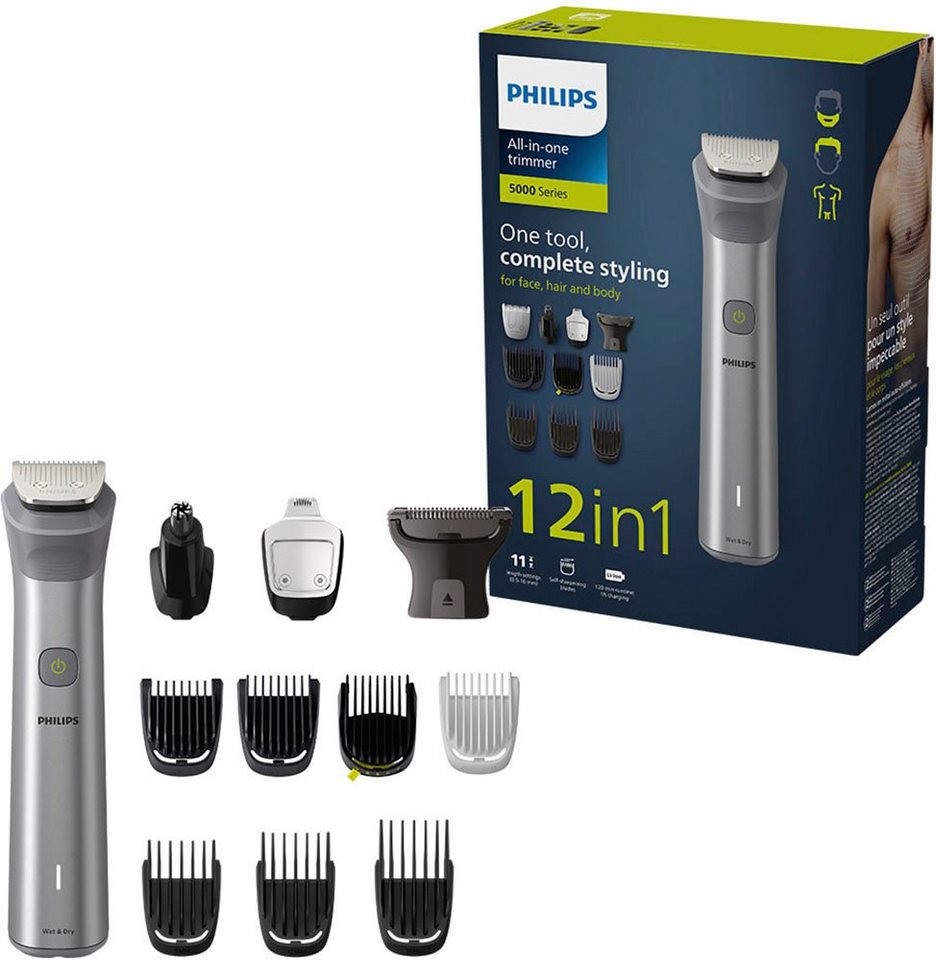 Philips Multifunktionstrimmer Series 5000 MG5940/15, All-in-One Trimmer, 12-in-1 für Gesicht, Körper und Kopfhaare von Philips