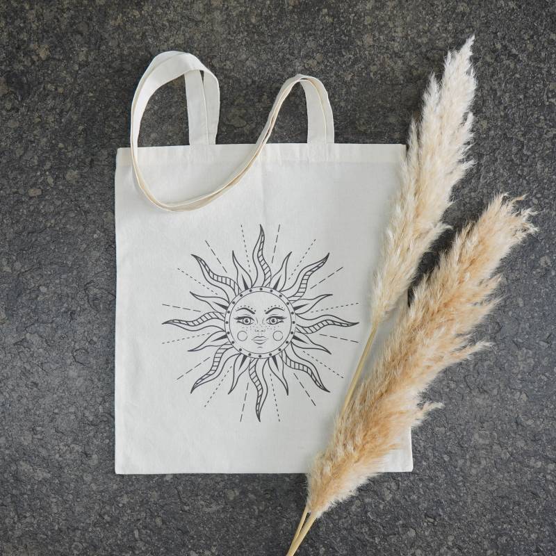stofftasche Sonne, Baumwolltasche Mit Langem Henkel, Jutebeutel von Philiri