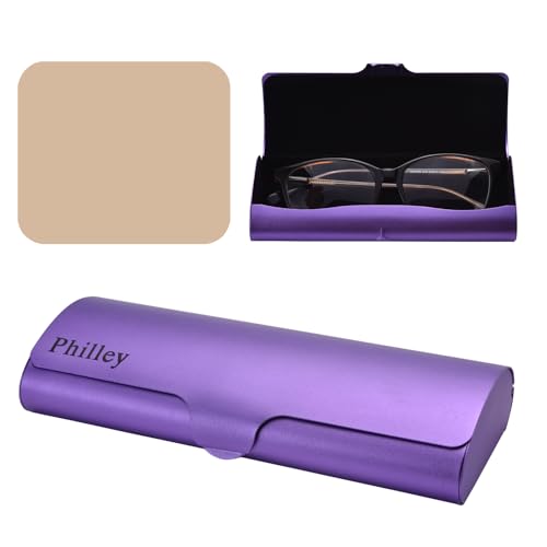 Philley Brillenetui Aluminium Ultraleichtes Hartschalenetui für Kurzsichtige Brillen für Damen & Herren(Lila) von Philley