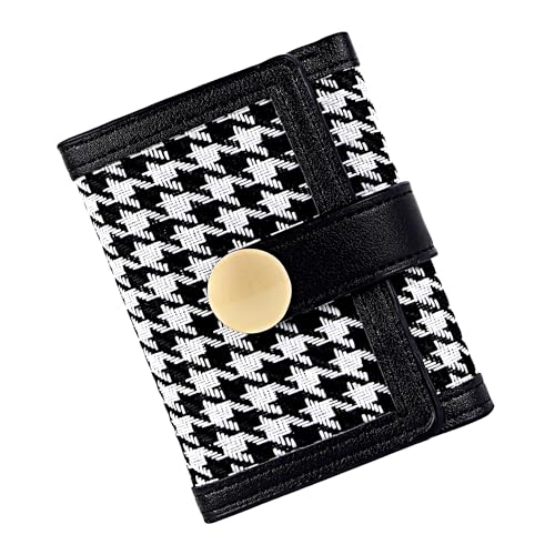 Philo Fun Damen Houndstooth Trifold Wallet PU Leder Stoff Compact Multi Pocket Kreditkartenetui Schwarz, schwarz und weiß, 4.7 x 3.7, Classic Philo Fun Damen Houndstooth Trifold Wallet PU Leder Stoff Compact Multi Pocket Kreditkartenetui Schwarz, schwarz und weiß, 4.7 x 3.7, Classic von Philo Fun