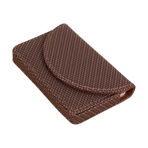 Philo Fun Visitenkartenetui – gewebtes strukturiertes Leder Kartenhalter mit Magnetverschluss, Retro-Namenskarten-Organizer, Kaffeefarbe von Philo Fun