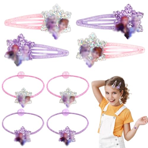Haarspangen Mädchen,8PCS Cartoon Mädchen Haarring Haarschmuck,Haarspange Haarring Kinder Glitzer für Weihnachtsgsgeschenk Geburtstag Geschenk von Philoctes
