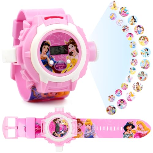 Kinderprojektionsuhr, Kinder Cartoon Uhr, 24 Verschiedene Bilder Projektor Uhr, Mädchen Rosa Weiß Elektronische Armbanduhr, Einstellbare Digitale Projektionsuhr, für Jungen Mädchen von Philoctes