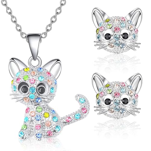 Philoctes Cartoon Halskette Anime Halskette, Frauen Mode Niedlich Silber Anime Halskette Schmuck, Katze Earrings Anime, for Wife Girlfriend Mother Daughter Birthday Anniversary Valentine's Day Gifts von Philoctes