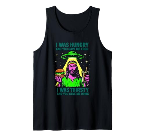 Chill Reggae Man Alien UFO - Retro Burger und Drink Art Tank Top von Philosophical conversation starter Humor Art