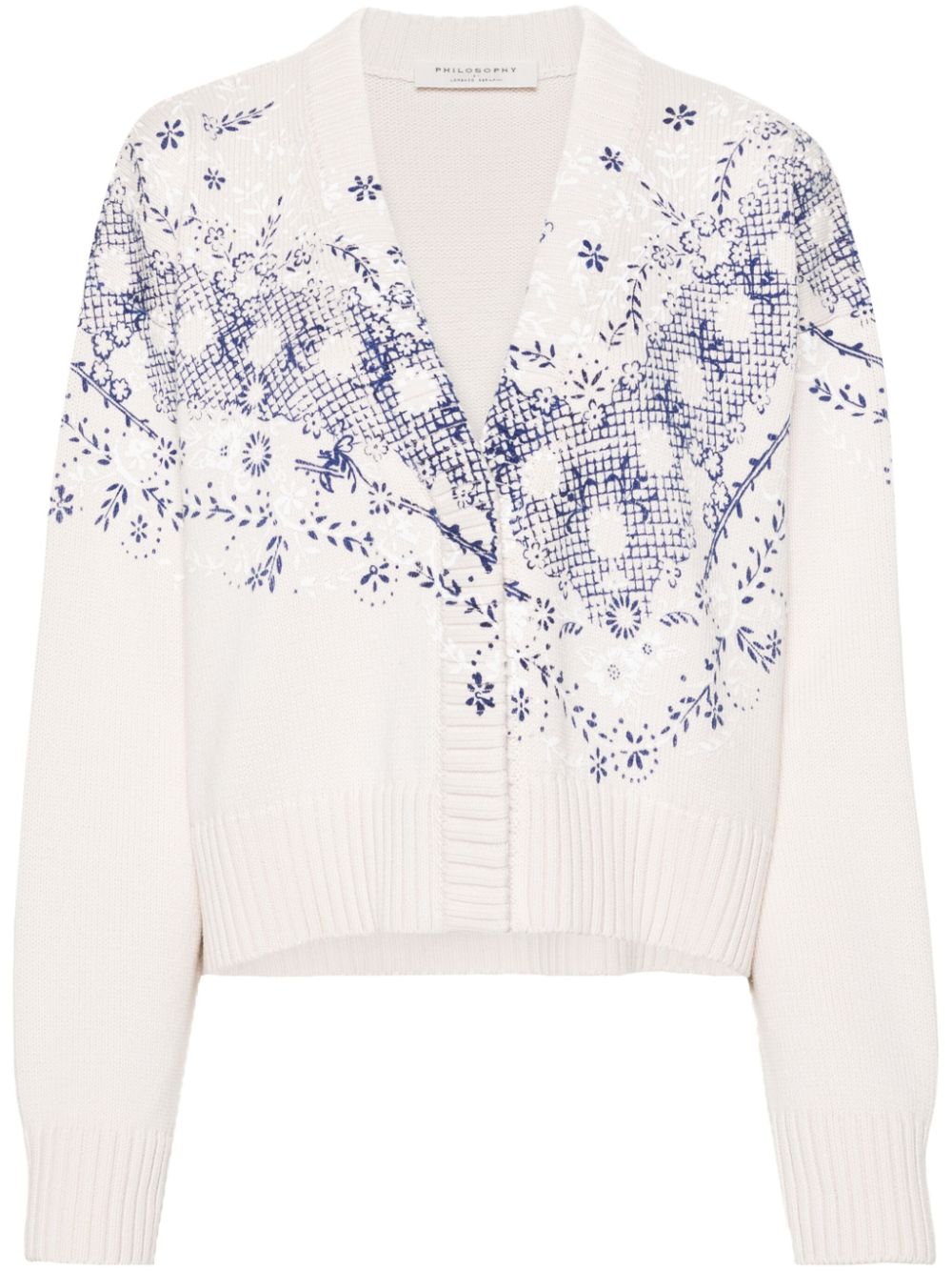 Philosophy Di Lorenzo Serafini Geknöpfter Cardigan mit Blumen-Print - Nude von Philosophy Di Lorenzo Serafini