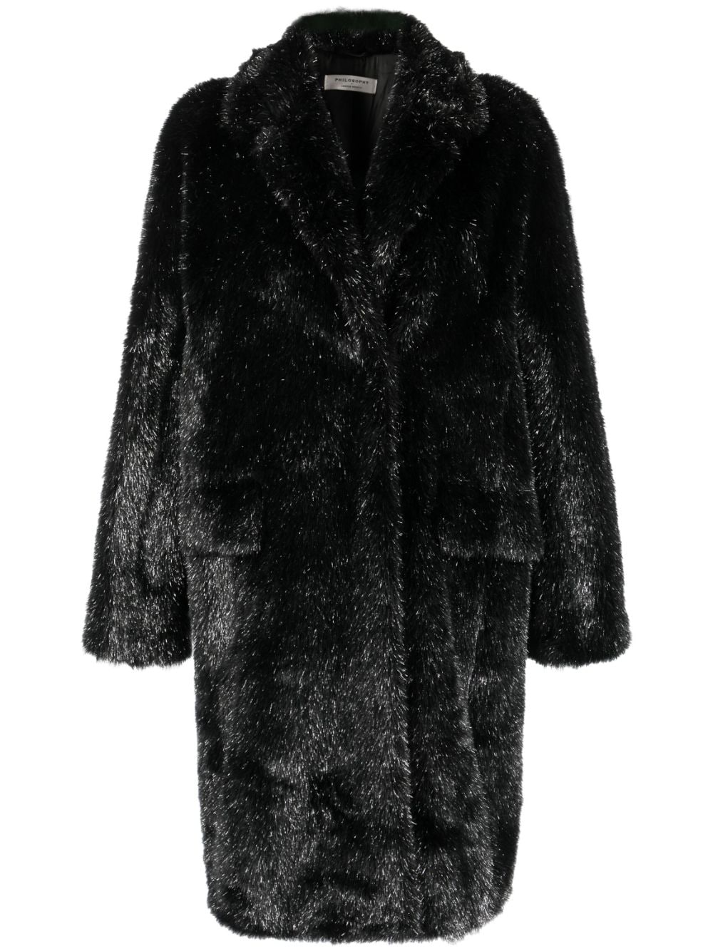 Philosophy Di Lorenzo Serafini Metallischer Faux-Fur-Mantel - Schwarz von Philosophy Di Lorenzo Serafini