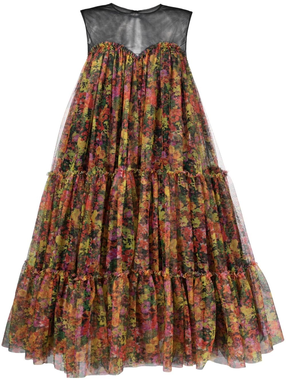 Philosophy Di Lorenzo Serafini Gestuftes Kleid mit Blumen-Print - Schwarz von Philosophy Di Lorenzo Serafini