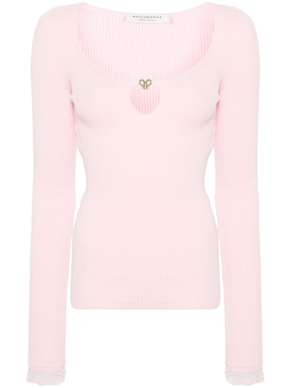 Philosophy Di Lorenzo Serafini Geripptes Stricktop mit Logo-Schild - Rosa von Philosophy Di Lorenzo Serafini