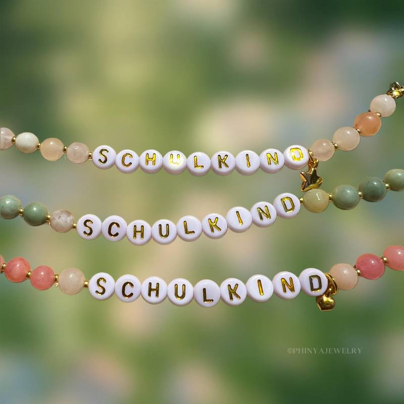 Handgemachte Perlenarmbänder Für Schulkinder || Natursteinperlen 18K Goldanhänger Handmade Gift von PhinyaJewelry