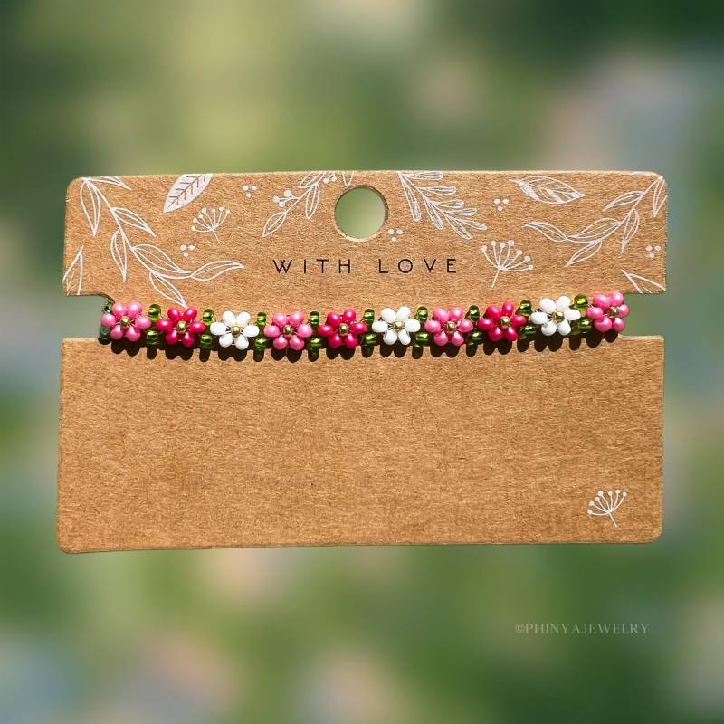 Handgemachtes Miyukiperlenarmband in Modell „Amelie" || Buntes Blümchenarmband Handmade Gift von PhinyaJewelry