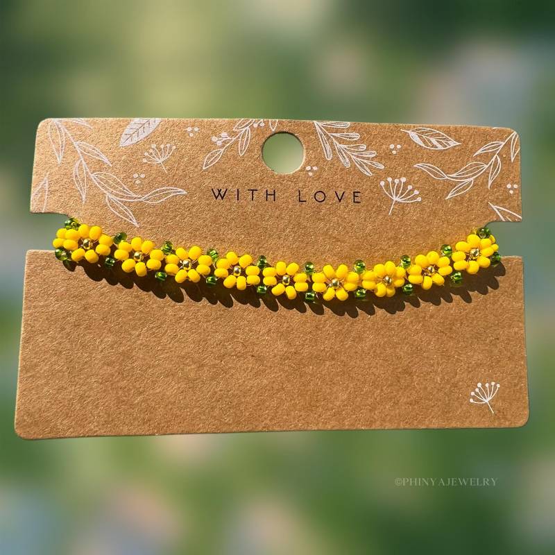 Handgemachtes Miyukiperlenarmband in Modell „Sunny" || Buntes Blümchenarmband Handmade Gift von PhinyaJewelry