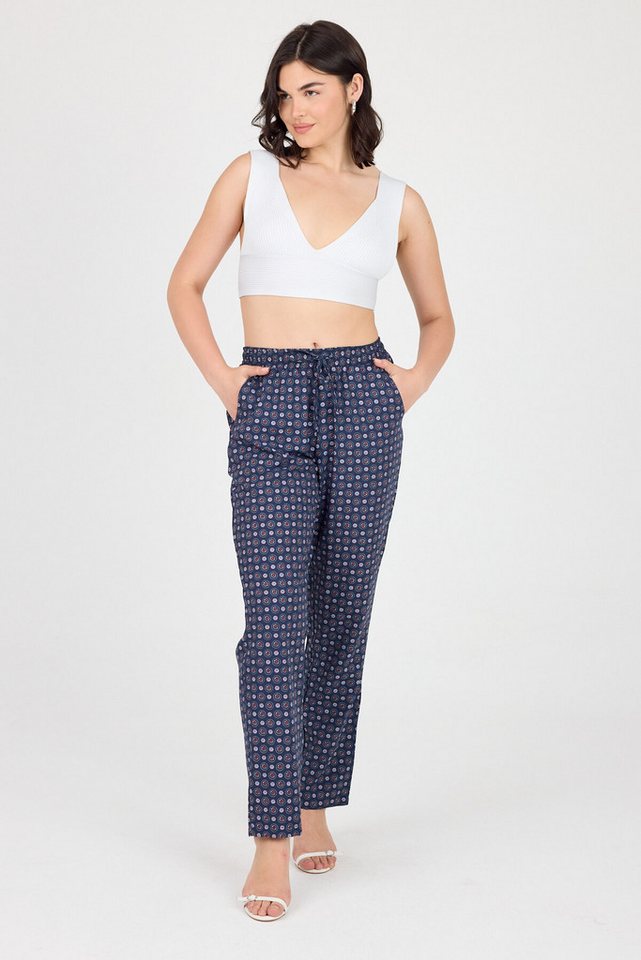 Phistan Relaxhose Damenhose aus Viskose-Polyester – Dunkelblau gemustert von Phistan