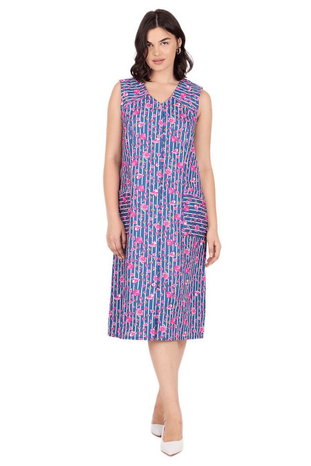 Phistan Tunikakleid Kittel mit Knöpfen – Blumenmuster von Phistan