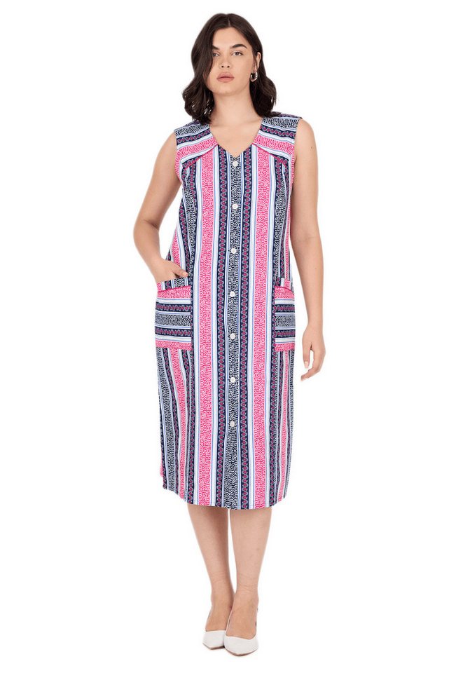 Phistan Tunikakleid Kittel mit Knöpfen – Blumenmuster von Phistan