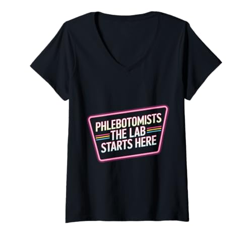 Damen Phlebotomists The Lab Starts Here Bluttechniker - T-Shirt mit V-Ausschnitt Damen Phlebotomists The Lab Starts Here Bluttechniker - T-Shirt mit V-Ausschnitt von Phlebotomisten Blutcrew