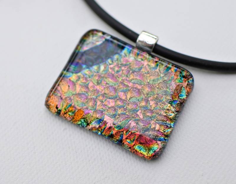 Zusammengeführte, Rechteckig, Glas Dichroic Anhänger von Phleos