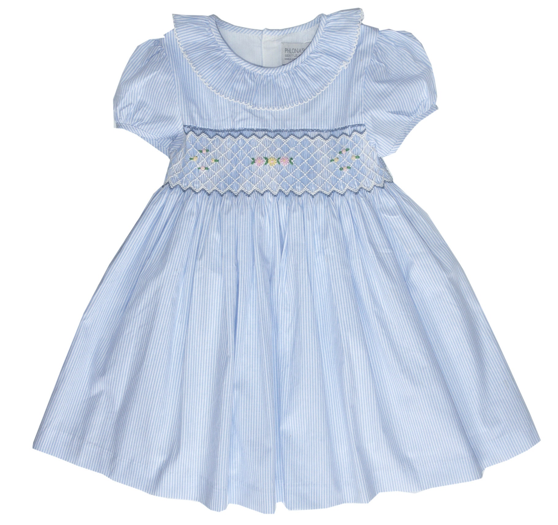 Blaues Hand Gesmoktes Mädchen Liberty Kleid | Portrait Strand Brautkleid Twirl Frühlingskleid Rüschen Sommerkleid von Phlona