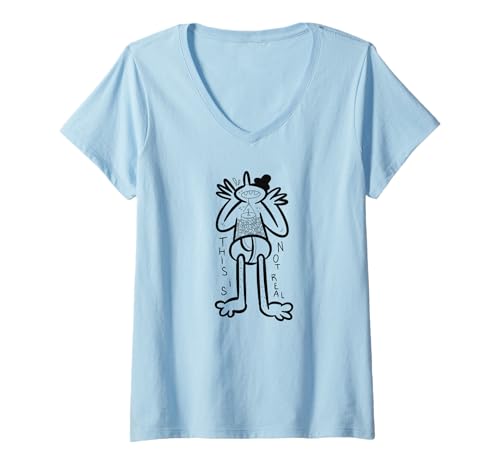 Damen Das ist Nicht echt - Lustiger Stage Fright T-Shirt mit V-Ausschnitt von Phobia Humor Collection
